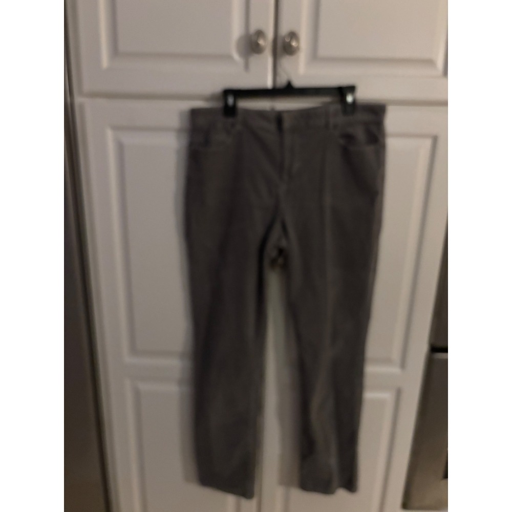 Talbots Heritage Gray Corduroy Pants Womens 16 Straight Leg Stretch Cotton Blend